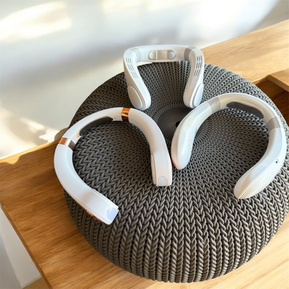 White and Gold Neck neck fans. Bundle of 3!